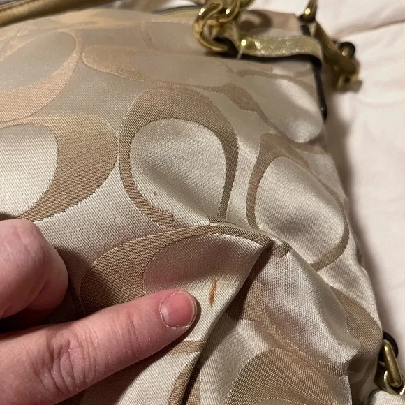 Coach Brooke Sateen Signature Shoulder Bag in khaki and gold - Picture 5 of 10